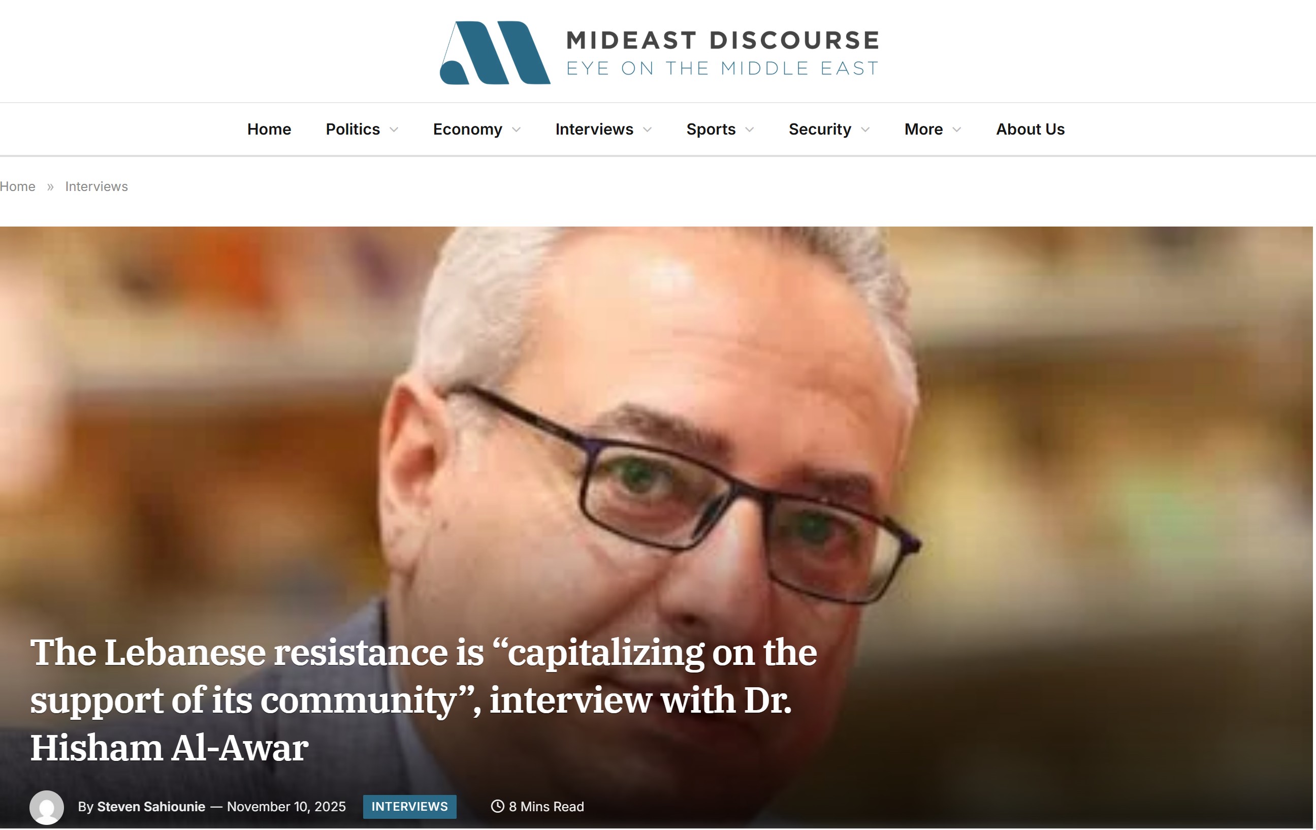 The Lebanese resistance is “capitalizing on the support of its community”