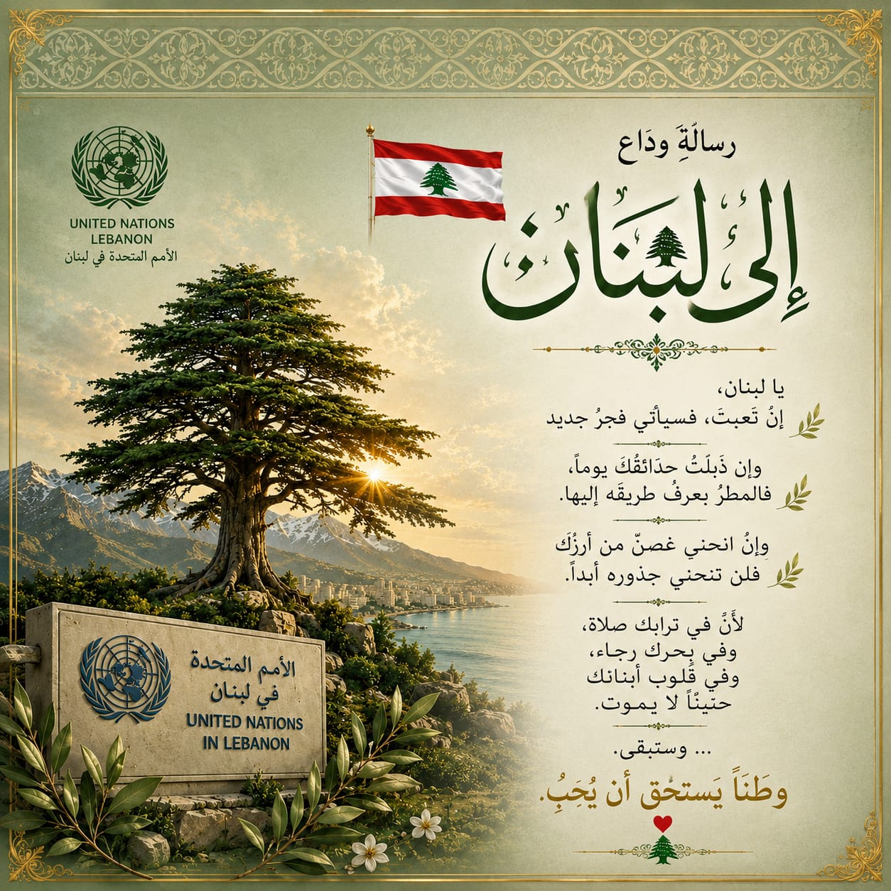 (رسالة وداع الى لبنان)